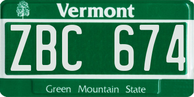 VT license plate ZBC674