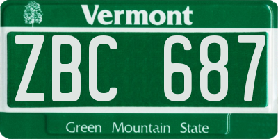 VT license plate ZBC687