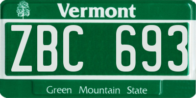 VT license plate ZBC693