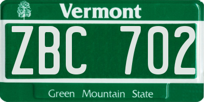 VT license plate ZBC702