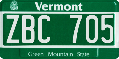 VT license plate ZBC705