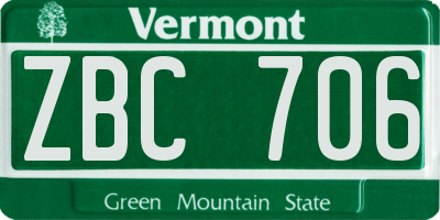 VT license plate ZBC706