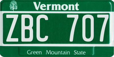 VT license plate ZBC707