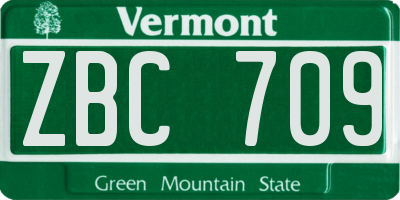 VT license plate ZBC709