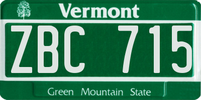 VT license plate ZBC715
