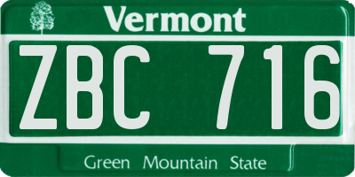 VT license plate ZBC716