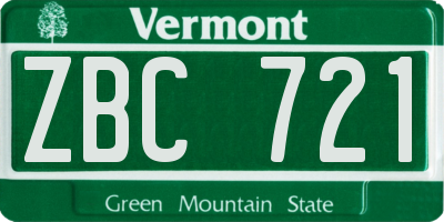 VT license plate ZBC721