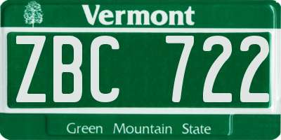 VT license plate ZBC722