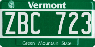 VT license plate ZBC723