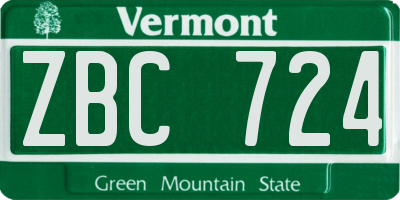 VT license plate ZBC724