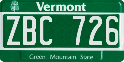 VT license plate ZBC726