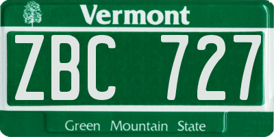 VT license plate ZBC727