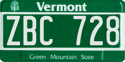 VT license plate ZBC728