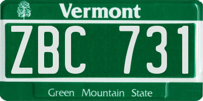 VT license plate ZBC731