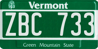 VT license plate ZBC733