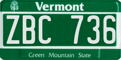 VT license plate ZBC736