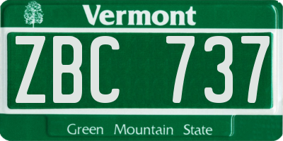 VT license plate ZBC737