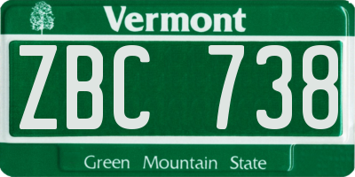 VT license plate ZBC738