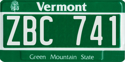 VT license plate ZBC741