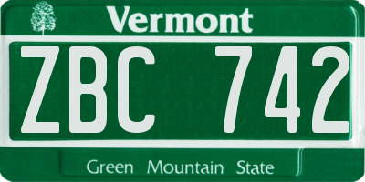 VT license plate ZBC742