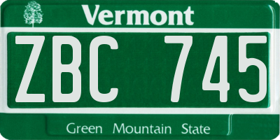 VT license plate ZBC745