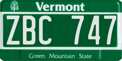 VT license plate ZBC747