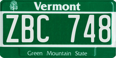 VT license plate ZBC748