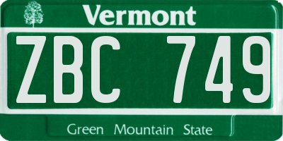 VT license plate ZBC749