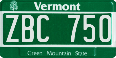 VT license plate ZBC750