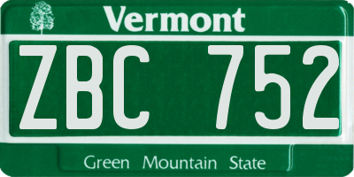 VT license plate ZBC752