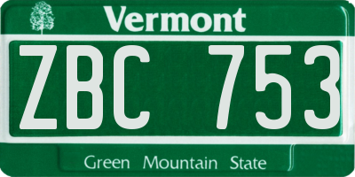 VT license plate ZBC753