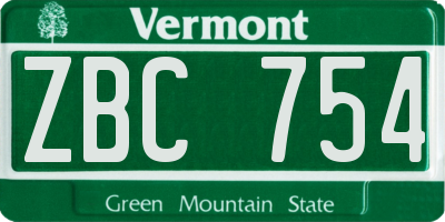 VT license plate ZBC754