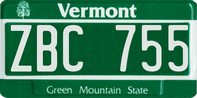 VT license plate ZBC755