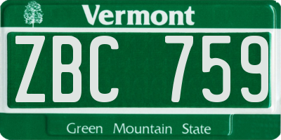 VT license plate ZBC759