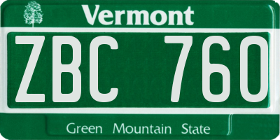 VT license plate ZBC760