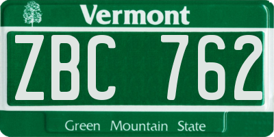 VT license plate ZBC762