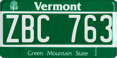 VT license plate ZBC763