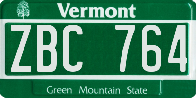 VT license plate ZBC764