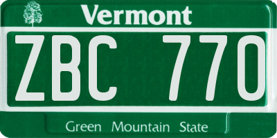 VT license plate ZBC770