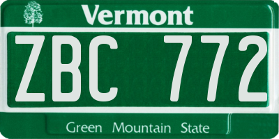 VT license plate ZBC772
