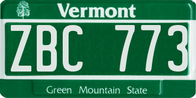 VT license plate ZBC773