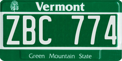 VT license plate ZBC774