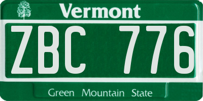 VT license plate ZBC776