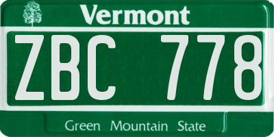 VT license plate ZBC778