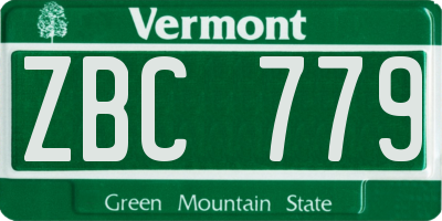 VT license plate ZBC779