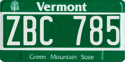 VT license plate ZBC785