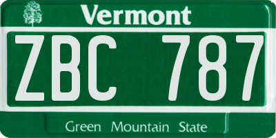 VT license plate ZBC787