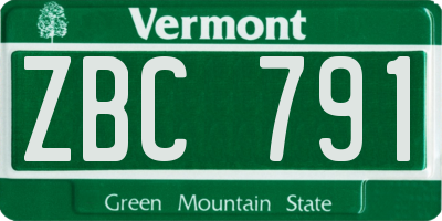 VT license plate ZBC791
