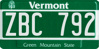 VT license plate ZBC792