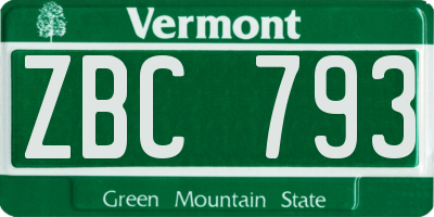 VT license plate ZBC793